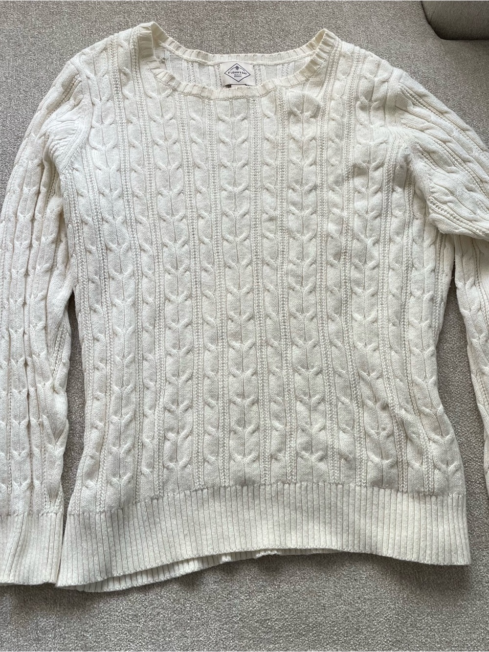 St. John’s Bay Cream Cable-Knit Crewneck Sweater